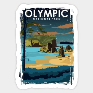 Olympic National Park National Park at Night Travel Poster Sticker